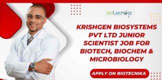 Junior Scientist Job Openings at Krishgen Biosystems 