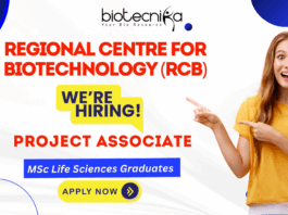 RCB Faridabad Project Associate-II Recruitment 2025 – Biotechnology research jobs for life science graduates in India.