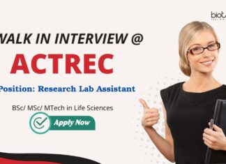 Life Science Job at ACTREC – Walk In Interview @ ACTREC Recruitment 2025 Life Science Jobs: ACTREC Recruitment 2025 - Seeking Research Lab Assistant | BSc/ MSc/ MTech in Life Sciences | Life Science Career