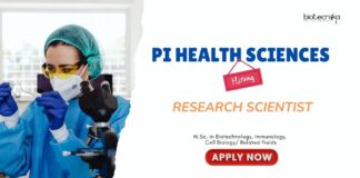 Life Science Jobs: PI Health Sciences Ltd is Hiring a Research Scientist | MSc Life Science Candidates Apply Now for Research Jobs