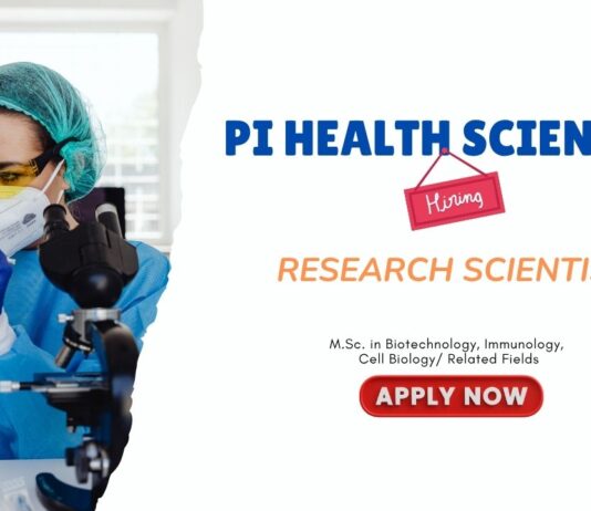 Life Science Jobs: PI Health Sciences Ltd is Hiring a Research Scientist | MSc Life Science Candidates Apply Now for Research Jobs
