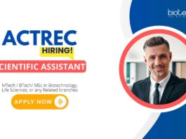 ACTREC Recruitment: Walk In Interview for the Scientific Assistant Position | MSc/BTech/ MTech in Biotechnology or any Life Science Branches 