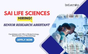 Life Science Jobs at Sai Life Sciences – Apply Now Life Science Jobs: Sai Life Sciences is Hiring a Senior Research Assistant | Masters in Life Sciences Can Apply Now | Research Assistant Jobs