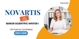Scientific Writer Jobs: Novartis is Hiring a Senior Scientific Writer | Life Science Candidates Apply Now-Novartis Career | Life Science Jobs