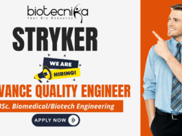 Stryker quality engineer jobs for life science jobs in Gurugram