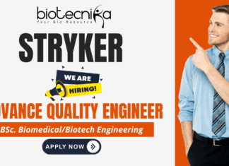 Stryker quality engineer jobs for life science jobs in Gurugram