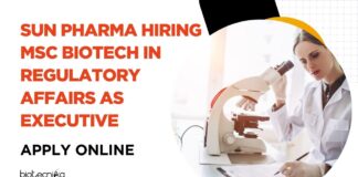 Biotech Regulatory Affairs Jobs | Sun Pharma Jobs | MSc Biotech Jobs