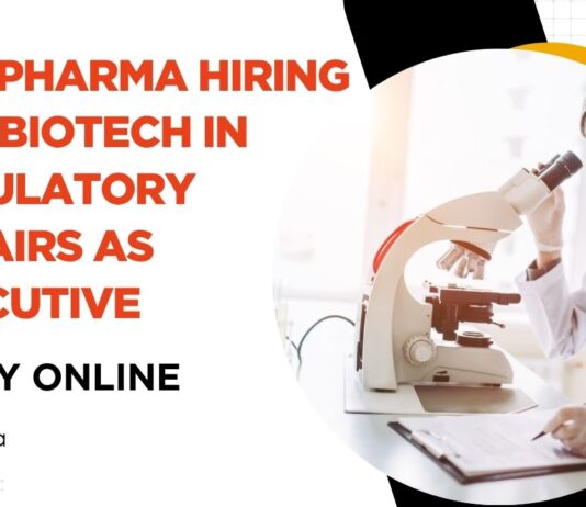 Sun Pharma Hiring MSc Biotech in Regulatory Affairs as Executive – Apply Online Biotech Regulatory Affairs Jobs | Sun Pharma Jobs | MSc Biotech Jobs