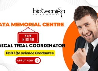 Tata Memorial Centre Trial Coordinator recruitment for research jobs and biotechnology jobs