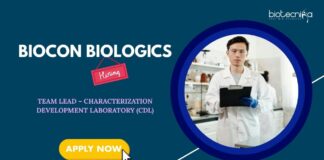 Life Science Jobs in Bangalore: Biocon Biologics is Hiring a Team Lead – CDL | Apply Now for Biocon Career