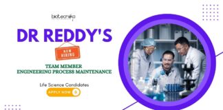 Life Science Jobs: Dr Reddy's Laboratories is Hiring a Team Member | Life Science Candidates Apply Now for Dr Reddy's Career
