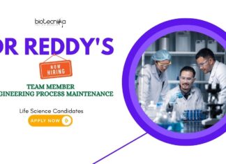 Life Science Jobs: Dr Reddy's Laboratories is Hiring a Team Member | Life Science Candidates Apply Now for Dr Reddy's Career