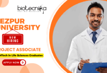 Tezpur University Project Associate-I Recruitment 2025 Project Associate-I recruitment Tezpur University research jobs life science jobs