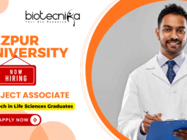 Project Associate-I recruitment Tezpur University research jobs life science jobs