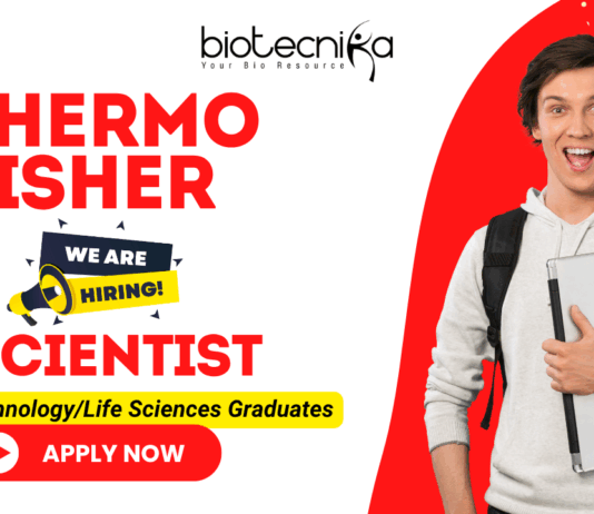 Scientist job at Thermo Fisher Scientific for biotechnology jobs applicants