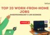 Top 20 Work-From-Home Jobs in Biotechnology & Life Sciences Work From Home Jobs in Biotechnology & Life Sciences | WFH Job Roles | Skills Required | Salary Details | WFH Careers
