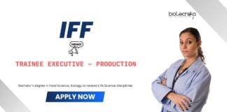 Life Science Jobs: IFF is Hiring a Trainee Executive – Production | Apply Now for IFF Career