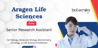 Research Assistant Job at Aragen Life Sciences. Molecular Biology, Cell Biology, and other Life Sciences Candidates, Apply Now.