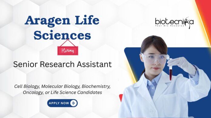 Research Assistant Job at Aragen Life Sciences. Molecular Biology, Cell Biology, and other Life Sciences Candidates, Apply Now.