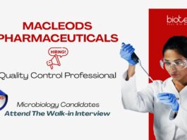 Quality Control Job at Macleods Pharmaceuticals. Microbiology Candidates, Apply Now. Attend the Walk-in Interview.