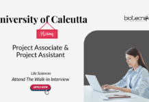 Project Associate Job at the University of Calcutta. Life Sciences Candidates, Attend The Walk-in Interview.
