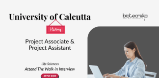 Project Associate Job at the University of Calcutta. Life Sciences Candidates, Attend The Walk-in Interview.