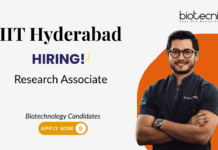 Research Jobs at IIT Hyderabad. Biotechnology Candidates, Apply Now For Research Associate Position today.