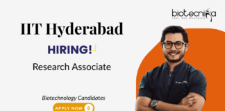 Research Jobs at IIT Hyderabad. Biotechnology Candidates, Apply Now For Research Associate Position today.