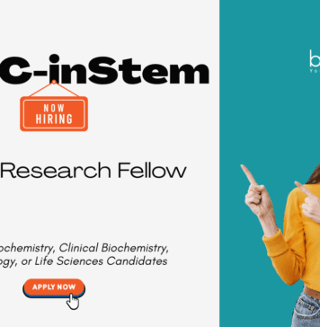 Senior Research Fellow Opportunity at inStem. M.Sc. in Biochemistry, Clinical Biochemistry, Biotechnology, or Life Sciences, Apply Now.