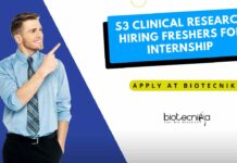 Freshers Clinical Research Internship at S3 Clinical Research, Apply on Biotecnika
