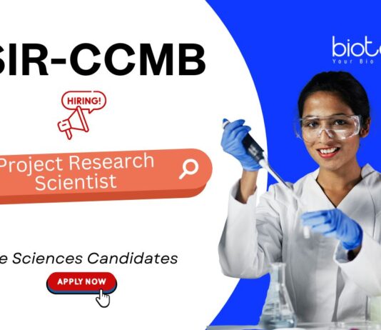 Scientist Jobs at CSIR-CCMB. Life Sciences Candidates - Apply Now For Project Research Scientist Position in Hyderabad.