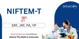 Research Jobs at NIFTEM-T. SRF, JRF, Project Assistant & Young Professional posts in food science research. Attend The Walk-in Interview.