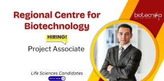 Project Associate Jobs at Regional Centre for Biotechnology, Faridabad. Life Sciences Candidates, Apply Now. DBT-HRD PMU project.