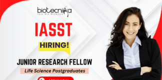 IASST junior research fellow recruitment 2026 for research jobs and life science jobs