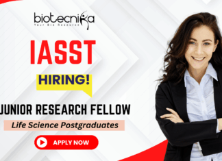 IASST junior research fellow recruitment 2026 for research jobs and life science jobs