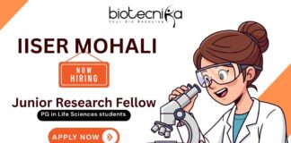 IISER Mohali JRF vacancy announcement for life science and research jobs