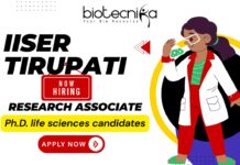 JRF Vacancy IISER Tirupati – Research Associate-I Life Science Job 2025 | Apply Now IISER Tirupati Research Associate-I JRF vacancy for life science jobs