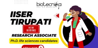 IISER Tirupati Research Associate-I JRF vacancy for life science jobs