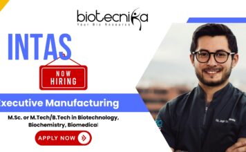 Biotechnology jobs at Intas Pharmaceuticals – Executive Manufacturing role for life science jobs seekers and INTAS career aspirants