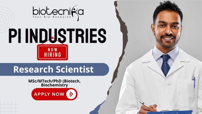Research Scientist jobs at PI Industries – biotech jobs & life science jobs in biocatalysis and protein purification.