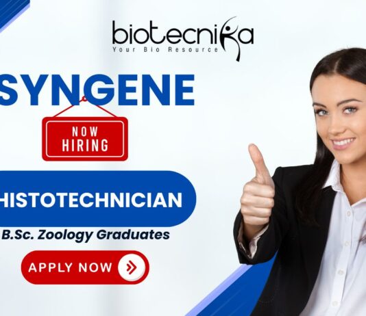 Histotechnician jobs at Syngene for Research Assistant – biotech jobs and life science jobs in Bangalore
