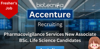 Pharmacovigilance Jobs at Accenture | PV Services New Associate role | Life Science jobs Pharmacovigilance jobs at Accenture for life science graduates in Chennai
