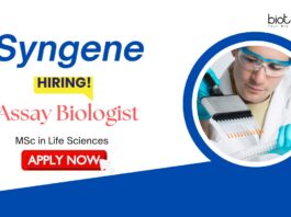Biologist Jobs: Syngene is Hiring Assay Biologist | MSc Life Science Candidates Apply Now for Syngene career | Life Science Jobs