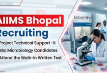 AIIMS Bhopal Recruitment – Microbiology Candidates Attend the Walk-In Test AIIMS Bhopal Recruitment 2026 for Microbiology Jobs under an ICMR project. Apply for research jobs via walk-in written test.