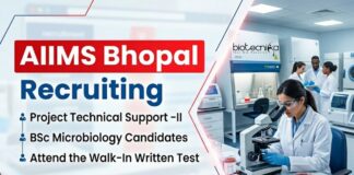 AIIMS Bhopal Recruitment 2026 for Microbiology Jobs under an ICMR project. Apply for research jobs via walk-in written test.