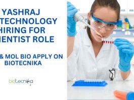 Yashraj Biotechnology Hiring For Scientist Role – Cell & Mol Bio Apply on Biotecnika Cell & Molecular Biology Jobs at Yashraj Biotechnology, Apply on Biotecnika