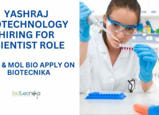 Yashraj Biotechnology Hiring For Scientist Role – Cell & Mol Bio Apply on Biotecnika Cell & Molecular Biology Jobs at Yashraj Biotechnology, Apply on Biotecnika