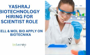 Yashraj Biotechnology Hiring For Scientist Role – Cell & Mol Bio Apply on Biotecnika Cell & Molecular Biology Jobs at Yashraj Biotechnology, Apply on Biotecnika