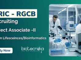 RGCB recruitment 2025 for Project Associate-II. Apply for Bioinformatics Jobs in Life Science Research under BIRAC Project.