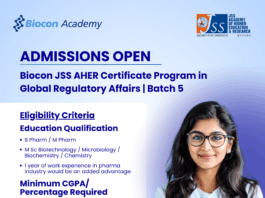 Biocon JSS AHER Certificate Program in Global Regulatory Affairs